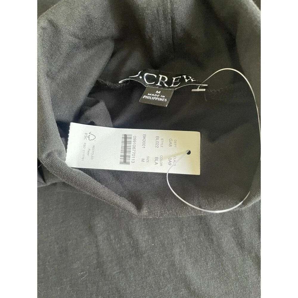 J.CREW Women’s Black Cotton Knit Tissue turtleneck Long Sleeve Top Size M